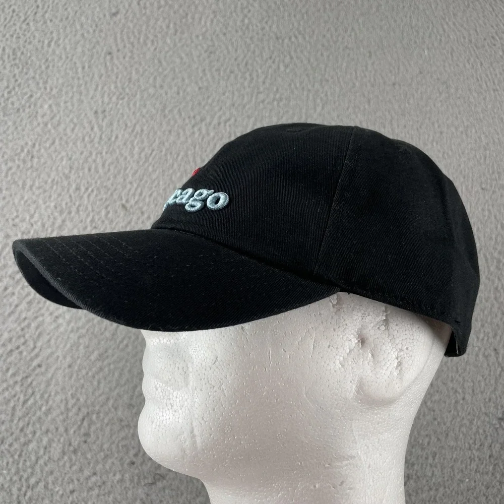 Adidas I Chicago Hat Cap Strap Back Mens One Size OSFM‎ Black Embroidered Cotton